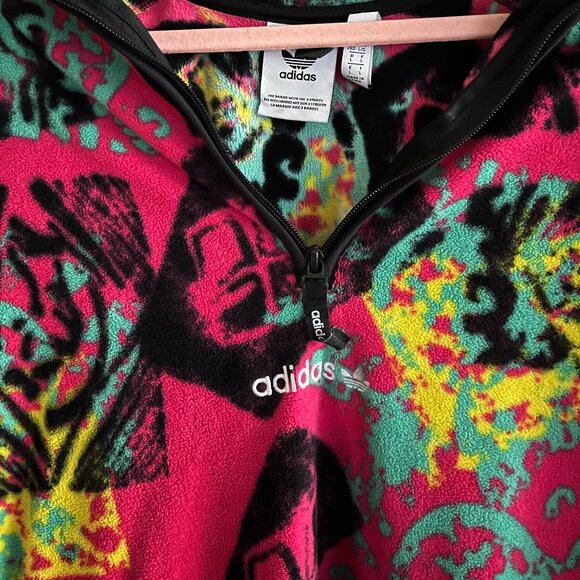 adidas Originals Mens Adventure Half-Zip Printed Polarfleece Jacket Multi - Picture 1 of 5